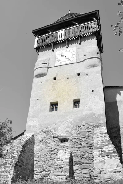 Befestigte Mittelalterliche Sächsische Evangelische Kirche Dorf Alma Vii Almen Transsilvanien — Stockfoto