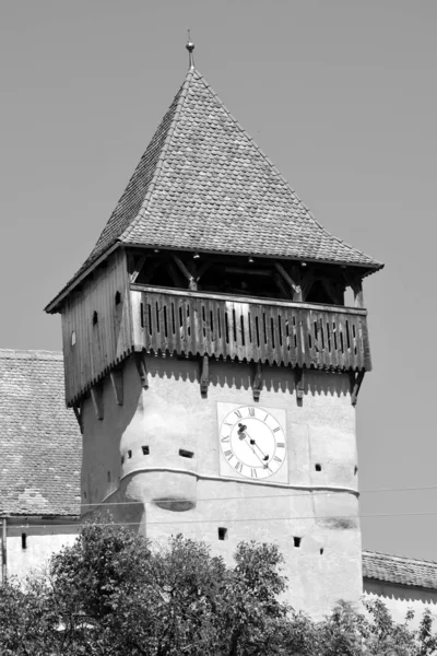 Befestigte Mittelalterliche Sächsische Evangelische Kirche Dorf Alma Vii Almen Transsilvanien — Stockfoto