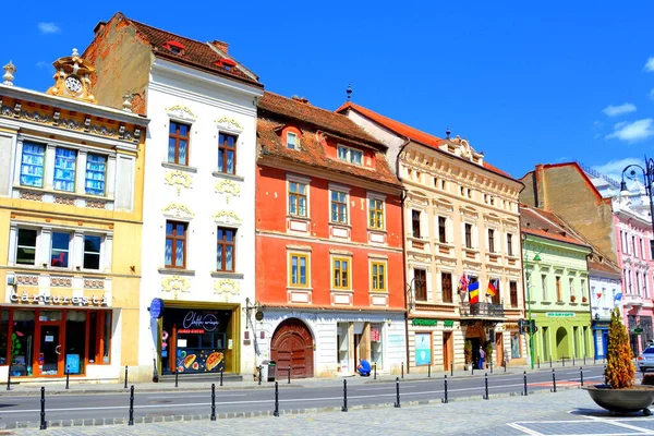 Dags Att Typiskt Stadslandskap Staden Brasov Stad Belägen Transsylvanien Rumänien — Stockfoto