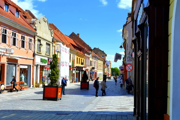 Hora Festa Paisagem Urbana Típica Cidade Brasov Uma Cidade Situada — Fotografia de Stock