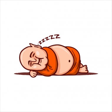 Çizgi film vektör çizim. Sokak sanatı iş ya da sopa ile komik karakter. Kat, hayaller ve snores Buda uyur.