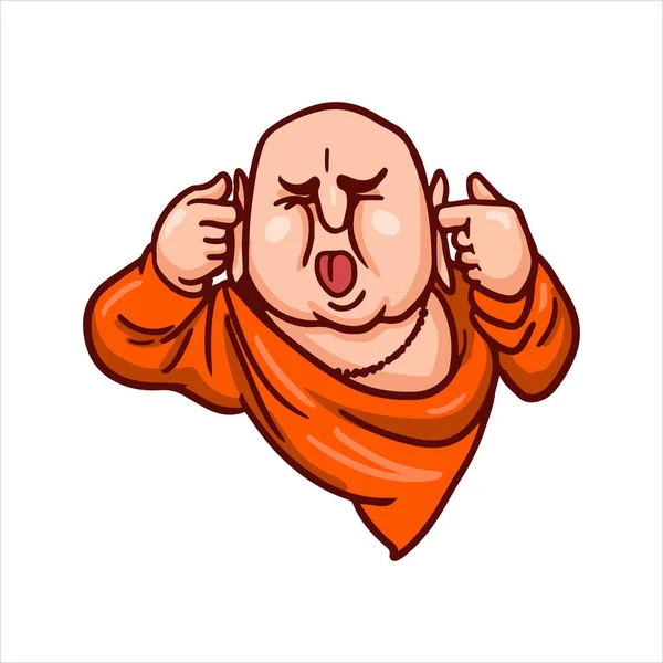 Zeichentrickvektorillustration Streetart Arbeiten Oder Aufkleber Mit Lustigem Charakter Buddha Bedeckte — Stockvektor