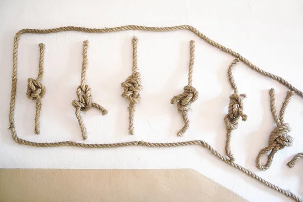 Rope Sea Knots White Wall — Stock Photo, Image