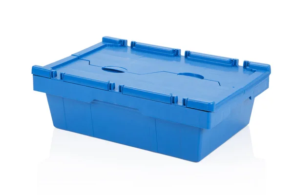 Envase cerrado caja de plástico azul . — Foto de Stock