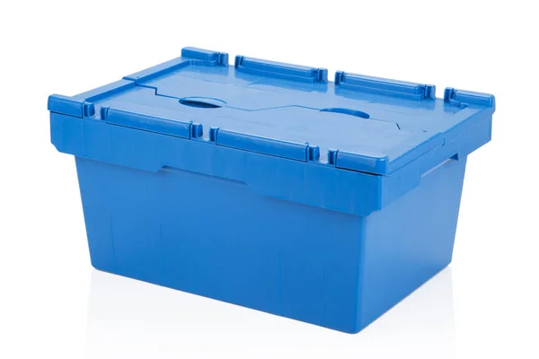 Envase cerrado caja de plástico azul . — Foto de Stock