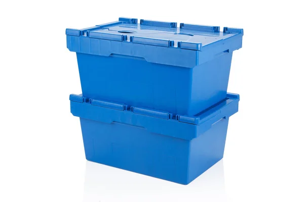 Envase cerrado caja de plástico azul . — Foto de Stock