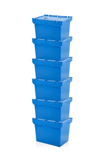 Geschlossene Verpackung aus blauem Kunststoff. — Stockfoto