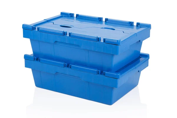 Envase cerrado caja de plástico azul . — Foto de Stock