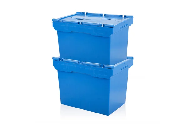 Envase cerrado caja de plástico azul . — Foto de Stock