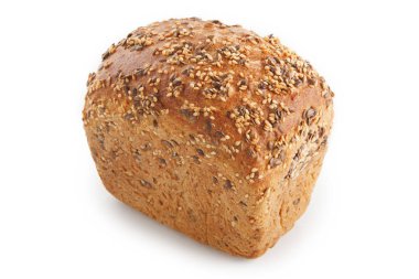 Beyaz bir arka plan ayçiçeği çekirdeği ile ekmek