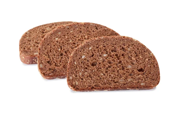 新鲜的全麦面包切成两半白色背景上 — 图库照片