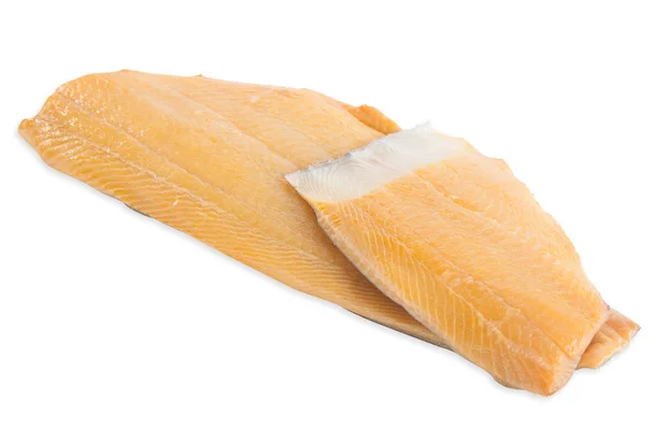 Frische rohe Thunfischsteaks.Isoliert auf weißem Hintergrund, Blick von oben, Nahaufnahme — Stockfoto