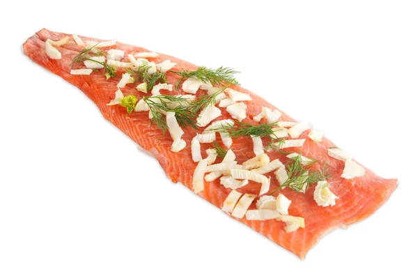 Verse rauwe tonijn steaks.isolated op witte achtergrond, weergave van bovenaf, close-up — Stockfoto