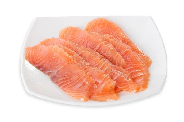 Свіжі сирі стейки для риб тунця. ізольовані на білому тлі, вид зверху, крупним планом — стокове фото