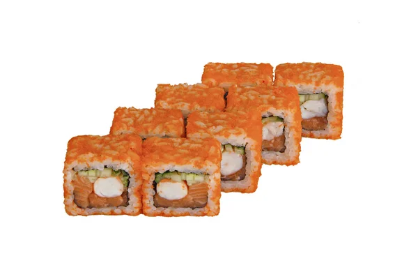 Sushi Tekercs Fehér Alapon — Stock Fotó