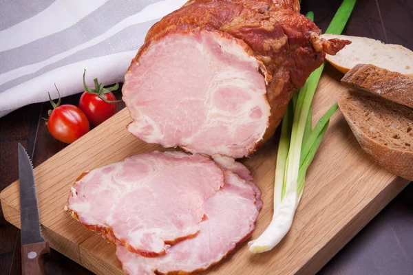 Kött Och Korv Uppsättning Färska Och Beredda Kött Nötkött Fläskkött — Stockfoto