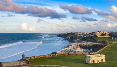 A beautiful view of Old San Juan from the Castillo San Felipe del Morro. clipart