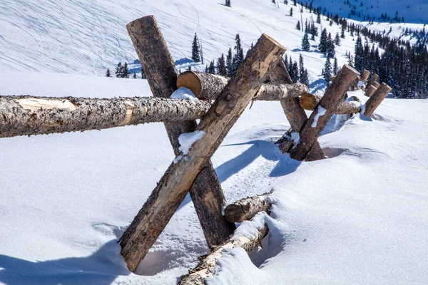 Closeup Handmade Wooden Fence Colorado Countryside — Stock Photo, Image