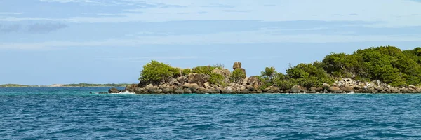Porto Riko yakınlarında kayalık bir kıyı şeridi harika görünüyor. Birçok büyük kaya ve bitki yaşamı.