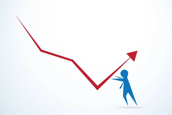 Een onverschrokken zakenman tegen een neerwaartse Business Trend — Stockvector