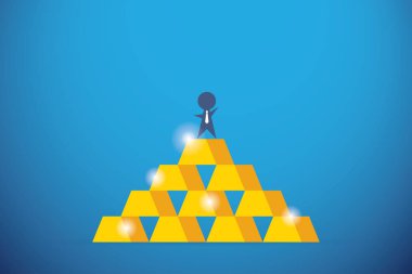 işadamı altın çubuklarının üstünde başarı ve iş kavramı