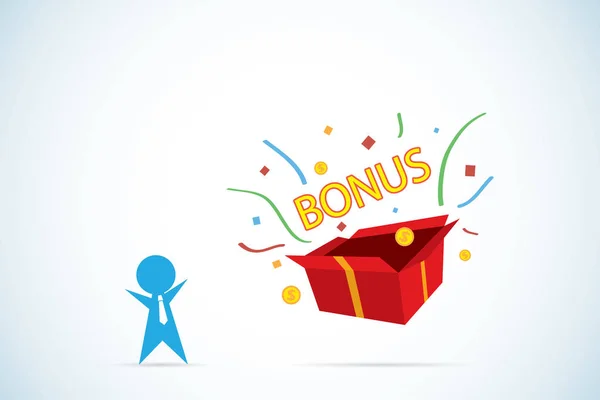 bonus, kariyer ve iş kavramı almak için işadamı açık hediye kutusu