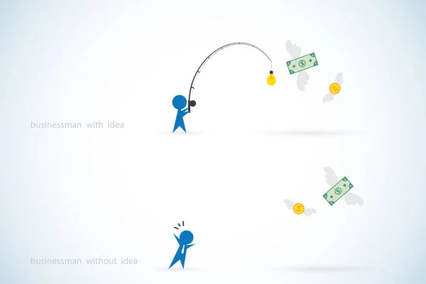 Zakenman met idee vs zakenman zonder idee, bedrijfsconcept — Stockvector
