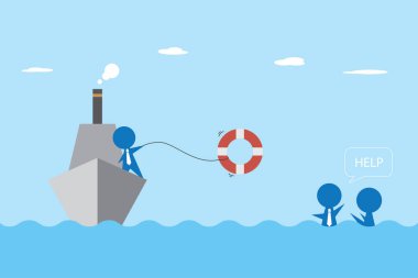 lifebuoy ve gemi, yardım ve iş anlayışı ile işadamları