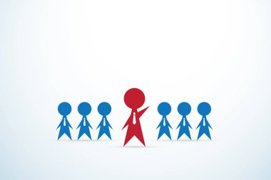 Kırmızı işadamı kurşun takım, liderlik ve iş kavramı