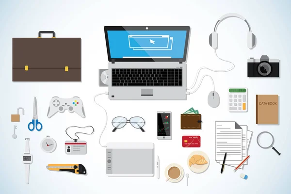 Üstten Görünüm iş Danışma, işyeri kavramı, beyaz koleksiyonu