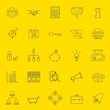 ofis ve iş ince çizgi simgeler