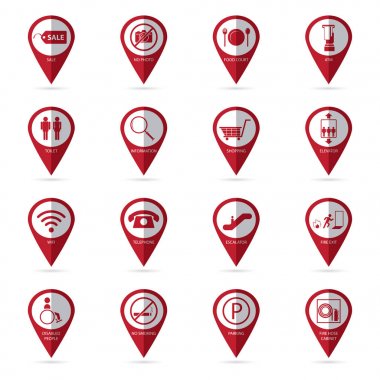 alışveriş merkezi kutsal kişilerin resmi ile konum simgesi