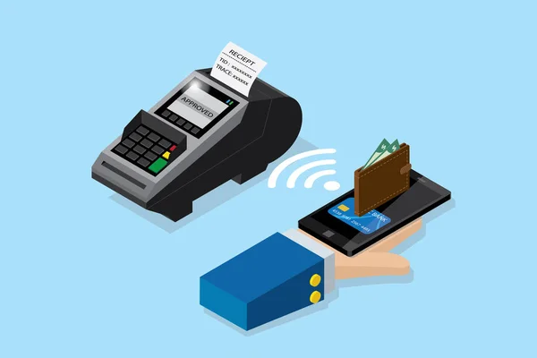 pos terminal, Nfc teknoloji ve iş anlayışı ile smartphone ile izometrik ödeme