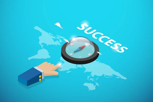 izometrik iş teslim noktası pusula ve başarı word, liderlik ve iş kavramı