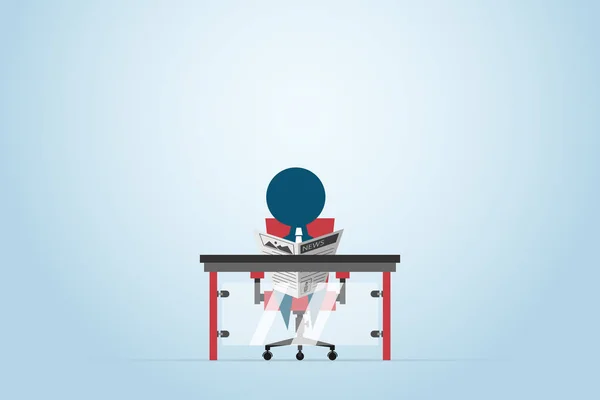 赤い椅子テーブル、ライフ スタイル、ビジネス コンセプトに新聞を読むビジネスマン — ストックベクタ