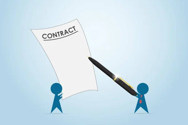 Empresário segurando caneta para assinar contrato, conceito de negócio — Vetor de Stock
