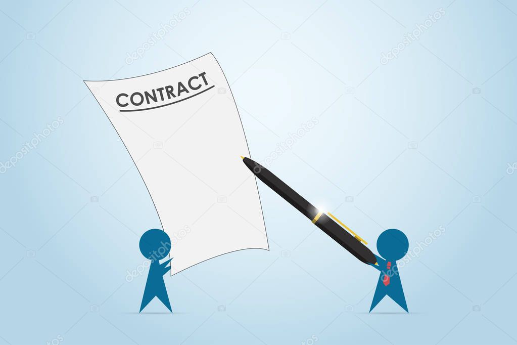 businessman holding pen to signing contract, business concept