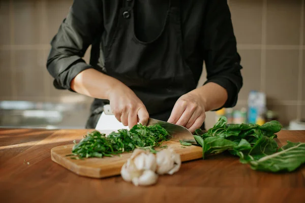Chef Preparing Recipe Kitchen Vegetables — Stock Photo, Image