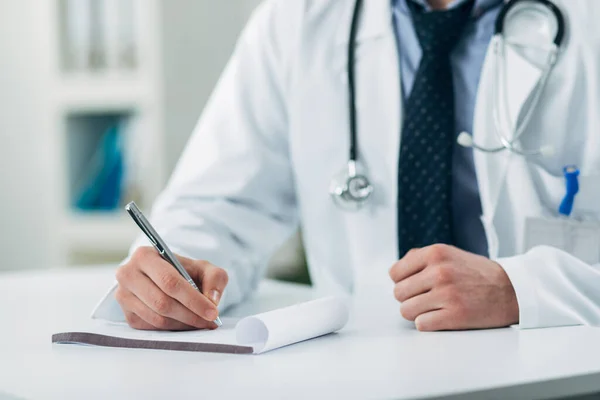 Close Doctor Writing Prescription — Stock Photo, Image