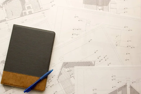 tablet ve kalem ile mimari yapı office arka plan