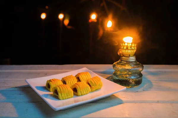 Closeup Traditional Snack Hari Raya Aidilfitri Malaysia Called Kuih Tart — Stock Photo, Image