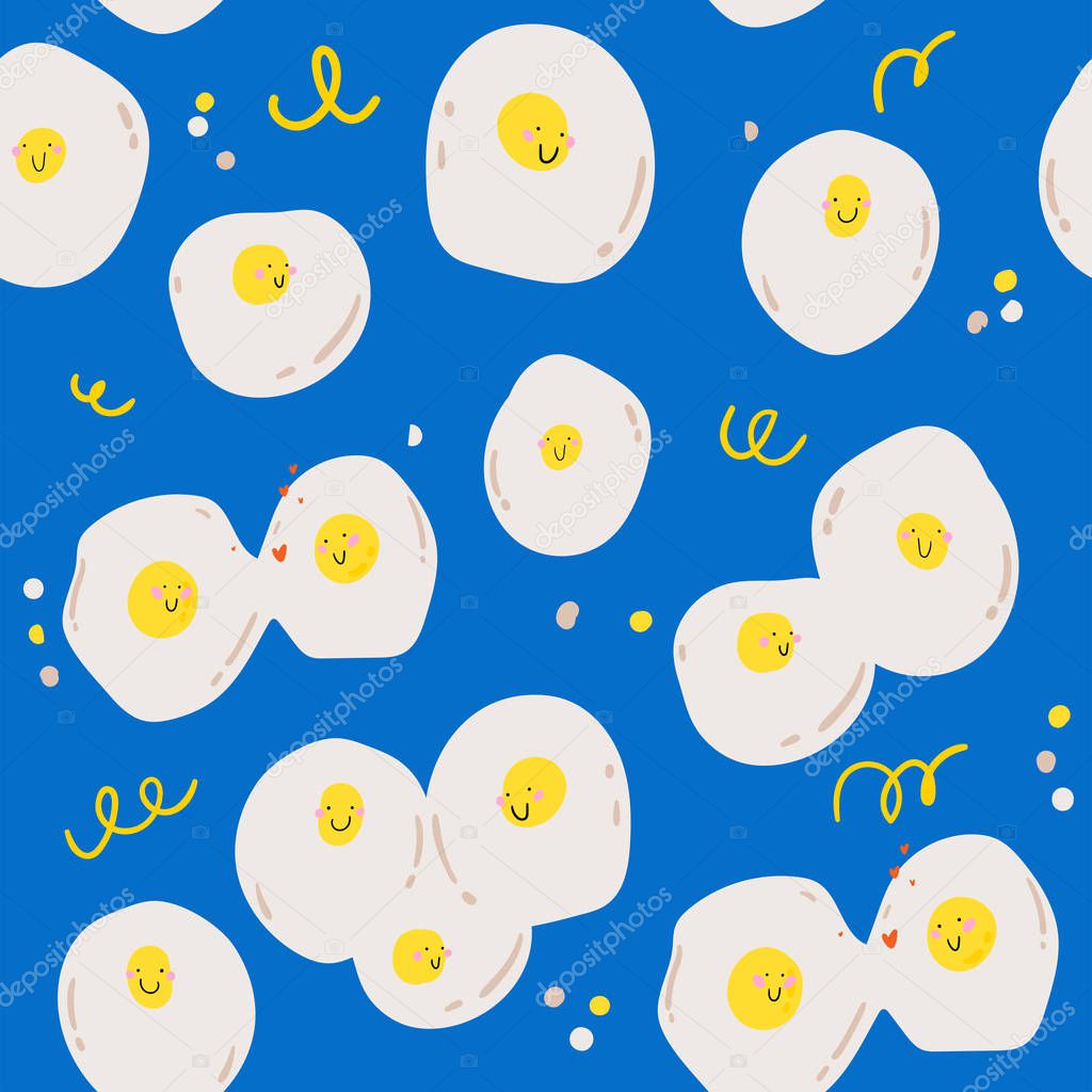 Cute scandinavian seamless pattern including funny decorative hand drawn elements