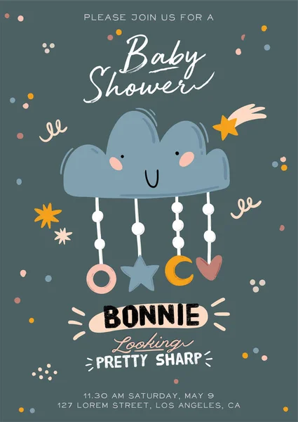 Jolie Douche Bébé Dans Style Scandinave Compris Des Citations Mode — Image vectorielle