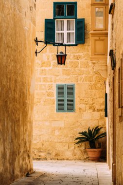 Mdina Malta Island Ortaçağ sokaklarında görünümünü.