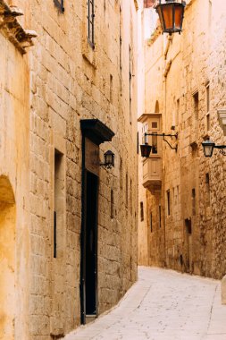 Mdina Malta Island Ortaçağ sokaklarında görünümünü.