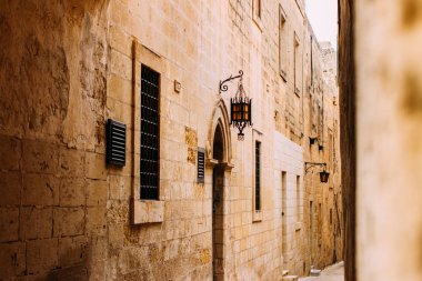 Mdina Malta Island Ortaçağ sokaklarında görünümünü.