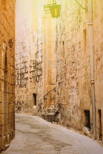 Vista Las Calles Medievales Mdina Isla Malta — Foto de Stock