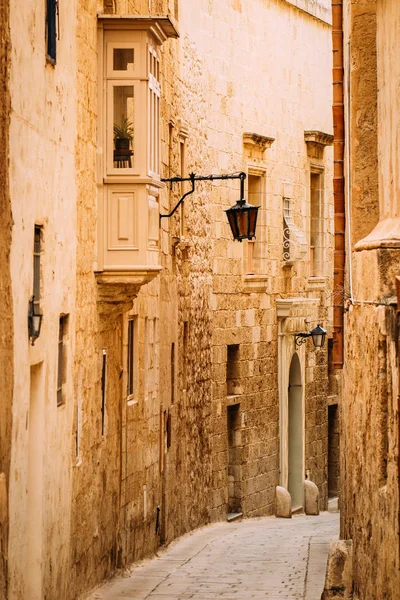Blick Auf Die Mittelalterlichen Straßen Von Mdina Auf Maltas Insel — Stockfoto