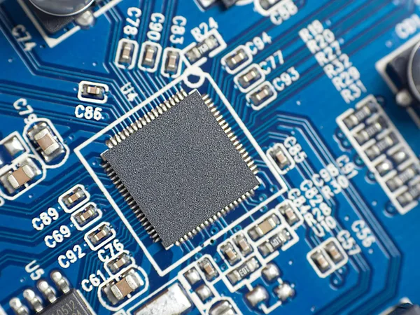 Placa de circuito impresso azul — Fotografia de Stock