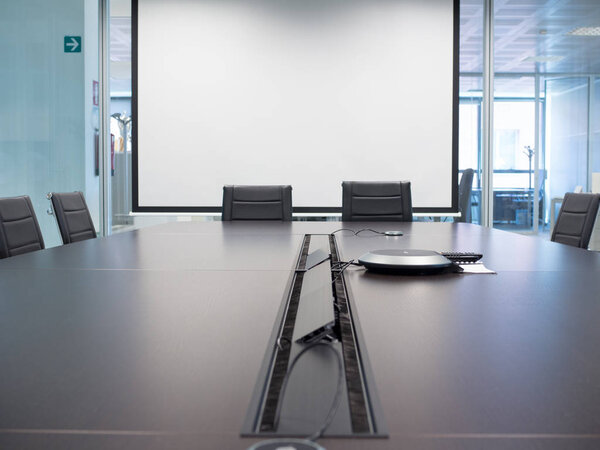 conference room with projection screen